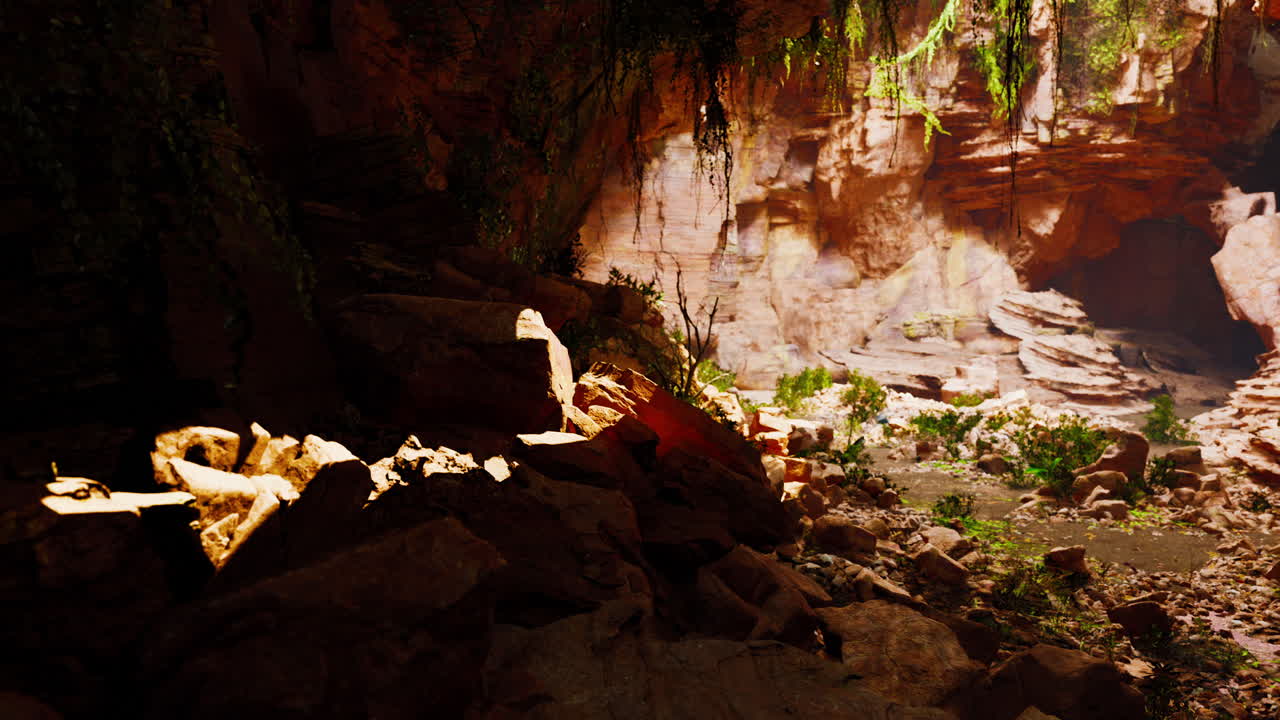 Inside a Lush Jungle Cave