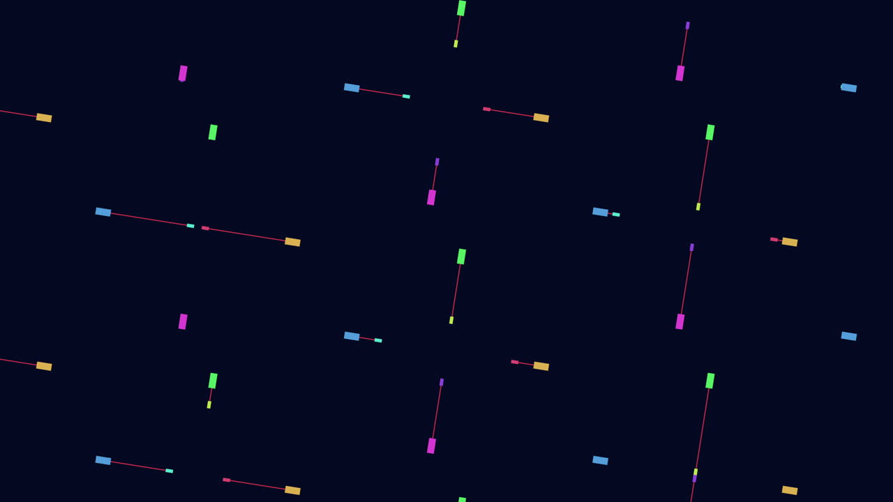 An abstract pattern of colored lines on a black grid background, pointing in various directions, forming a visually captivating and intricate design