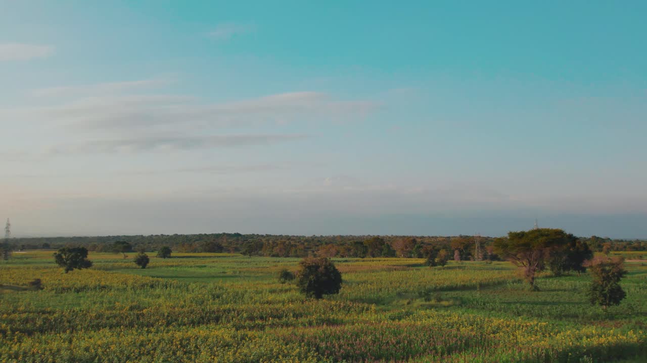 paisaje de las granjas y la carretera donde el monte kilimanjaro es visible en las nubes en la aldea de chemka