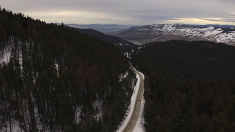 A-Scenic-Drive-Down-Harper-Mountain-Road-in-Kamloops,-British-Columbia