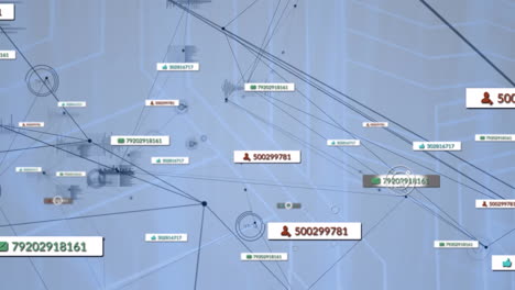 animación de iconos multimedia y red de conexiones a través del procesamiento de datos