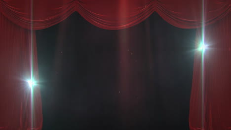 animación de luces sobre cortinas y escena