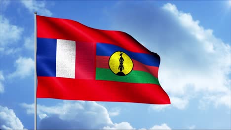 new caledonia flag waving in the wind