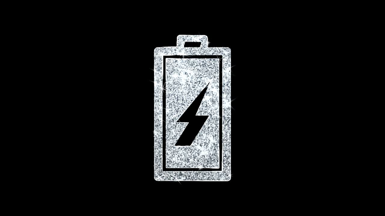 배터리 전력 아이콘 빛나는 반이는 루프 박이는 입자