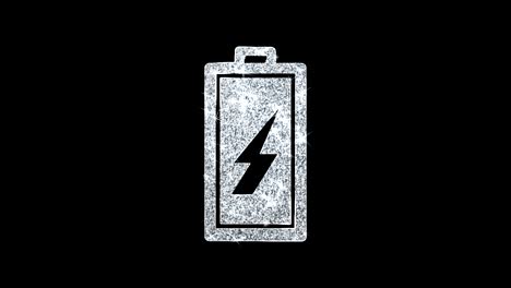 el icono de la batería de electricidad brillante bucle de brillo partículas parpadeantes.
