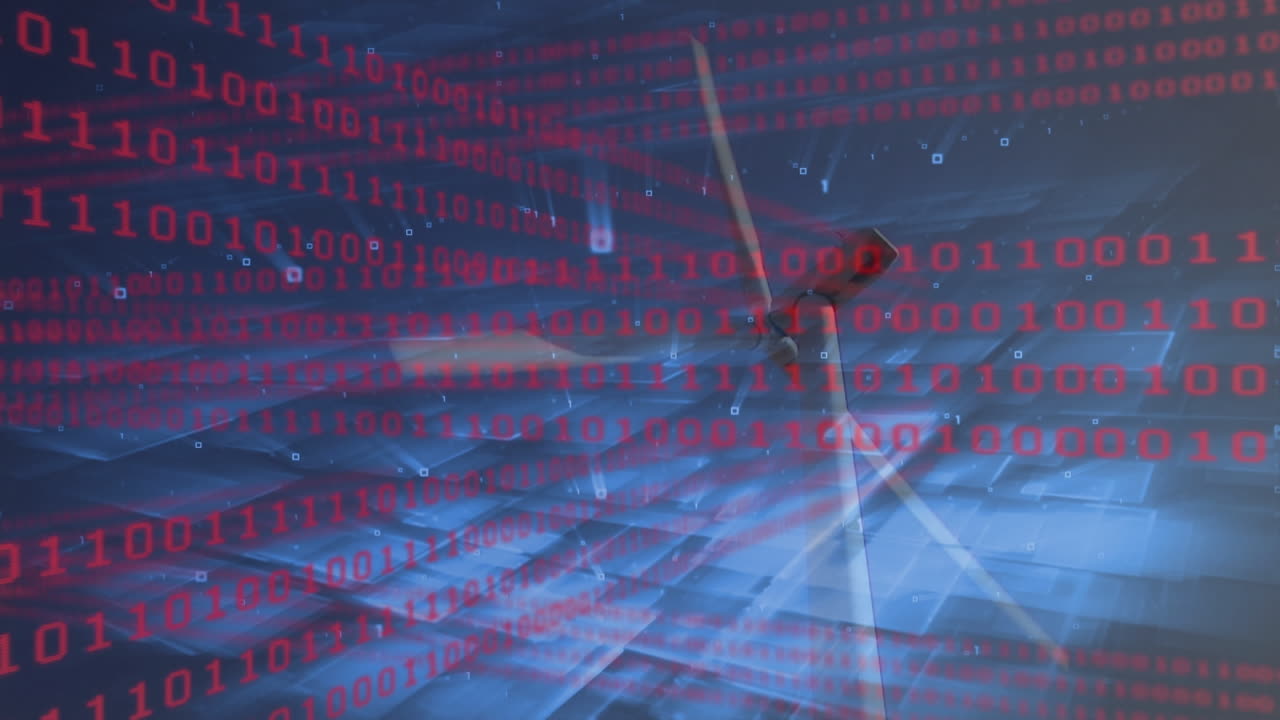 animación del procesamiento de datos sobre la turbina eólica