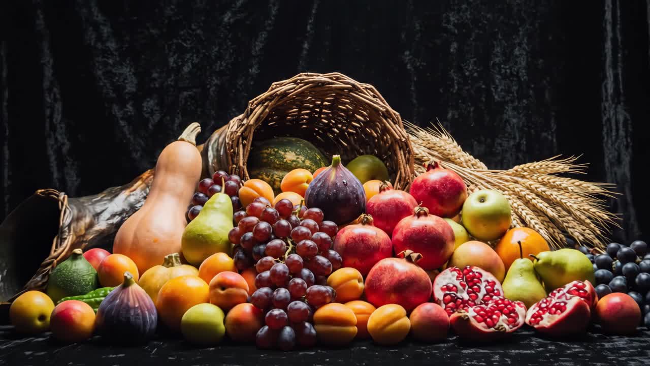 Abundant Harvest of Fruits and Vegetables in Cornucopia