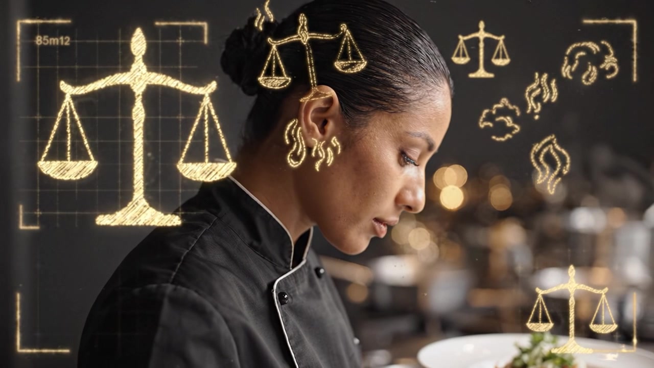 Uno chef talentuoso che prepara un delizioso piatto gourmet con attenta cura dei dettagli, mettendo in mostra sia le abilità culinarie sia la passione per l'arte della presentazione del cibo.