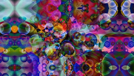 reflection dark abstract dimension rainbow bubbles with dancing hearts floating on black screen with white star theme valentine day and love motion