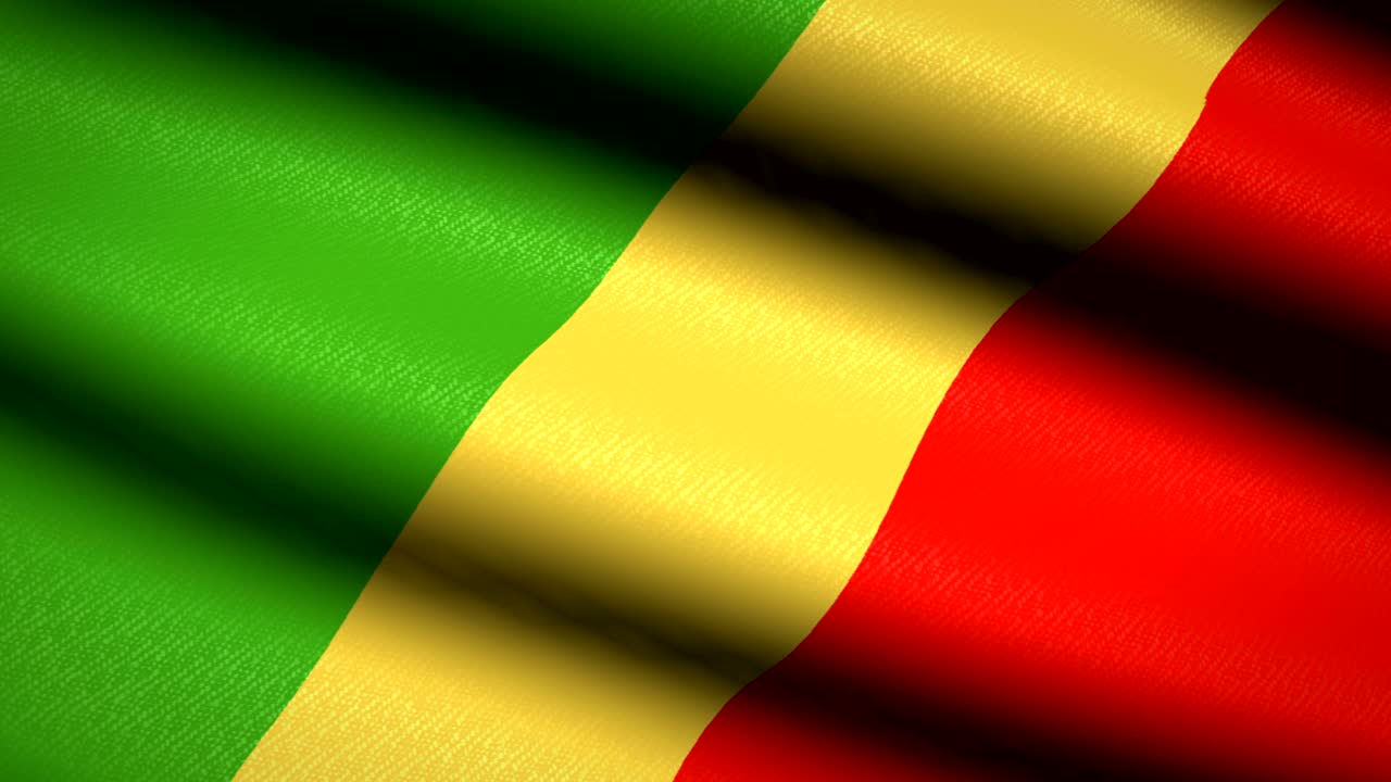 Congo Flag Waving Textile Textured Background. Seamless Loop Animation. Full Screen. Slow motion. 4K Video