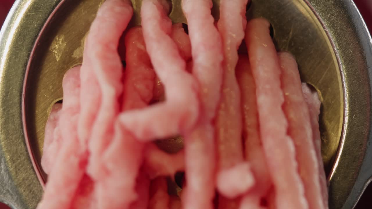 Ground Meat in a Meat Grinder