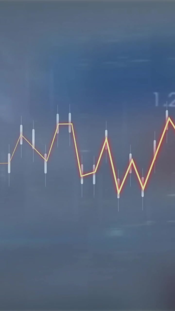 Animation of financial data processing over dark background