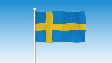 swedish flag waving against a blue sky