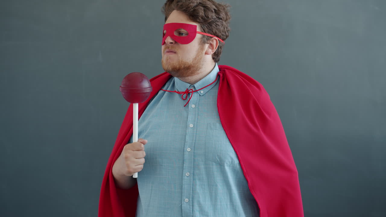 Angry Superhero with a Lollipop