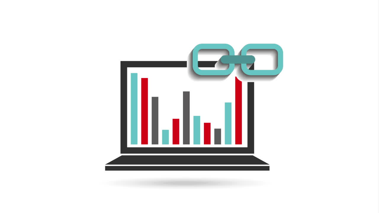 análisis de datos en el portátil con conexión de enlace