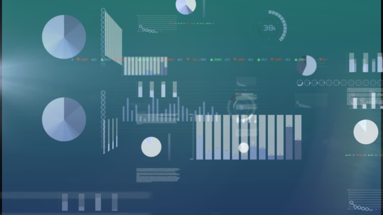 Animations of data processing over dark background