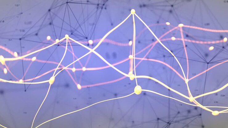Animation of network of connections over blue background