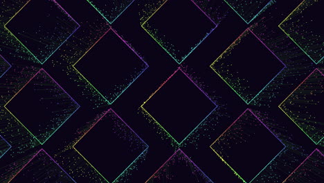 Colorful-rainbow-diamond-grid-pattern-on-black-background