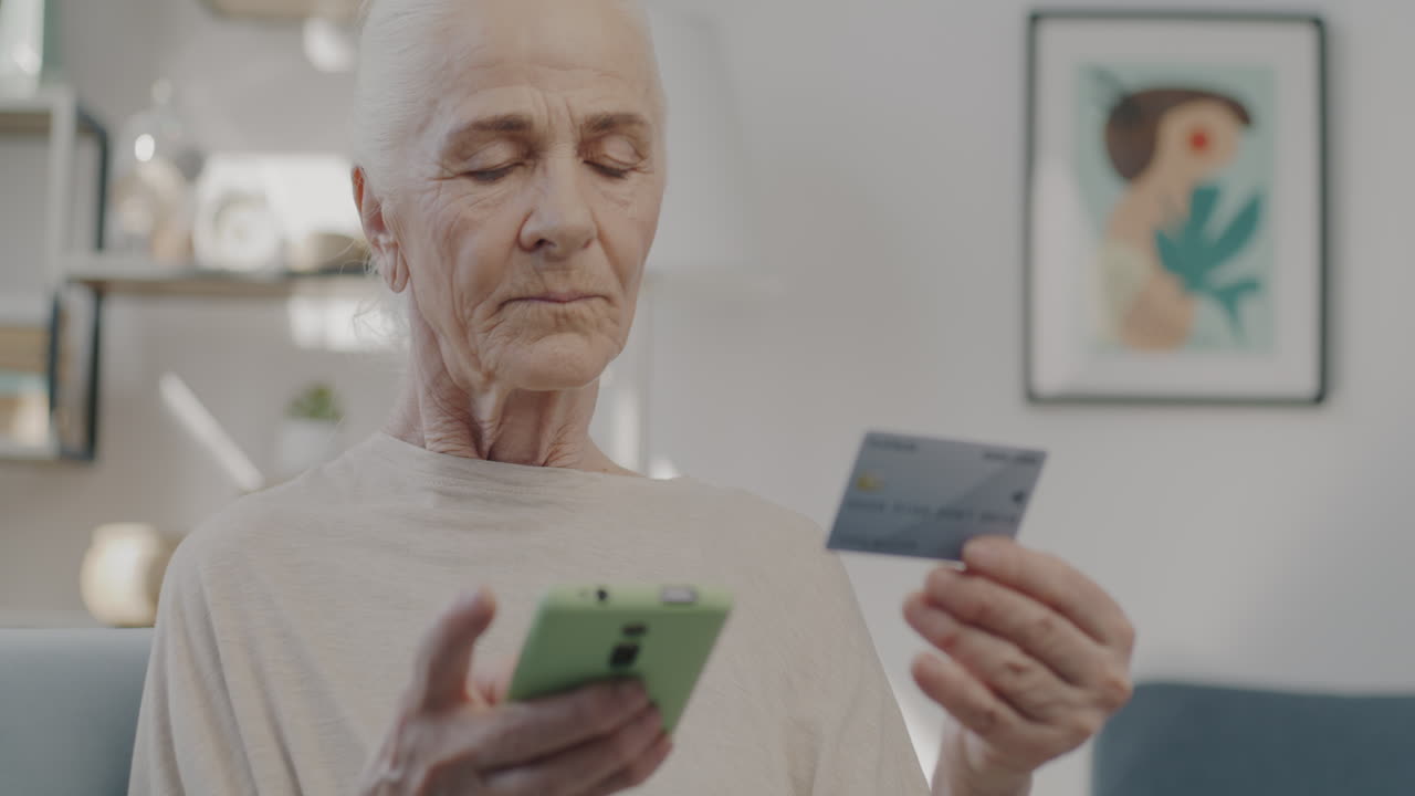 Elderly Woman Making Online Payment