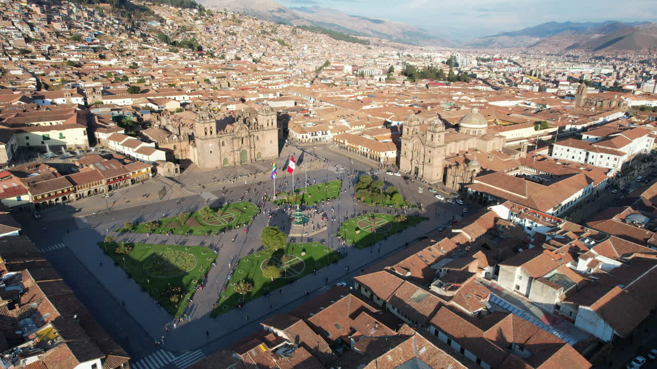 Drone reveal the city of Cusco Peru