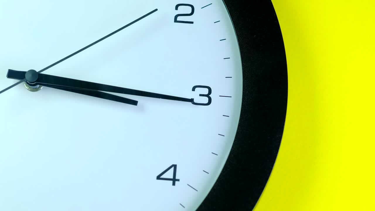 Office clock on yellow background