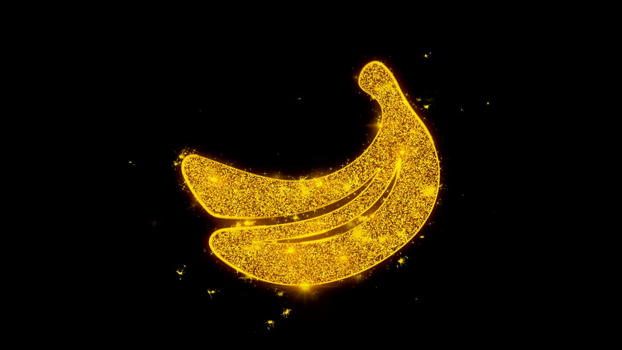 바나나 아이콘은 검은 바탕에 입자를 불꽃으로 만니다.