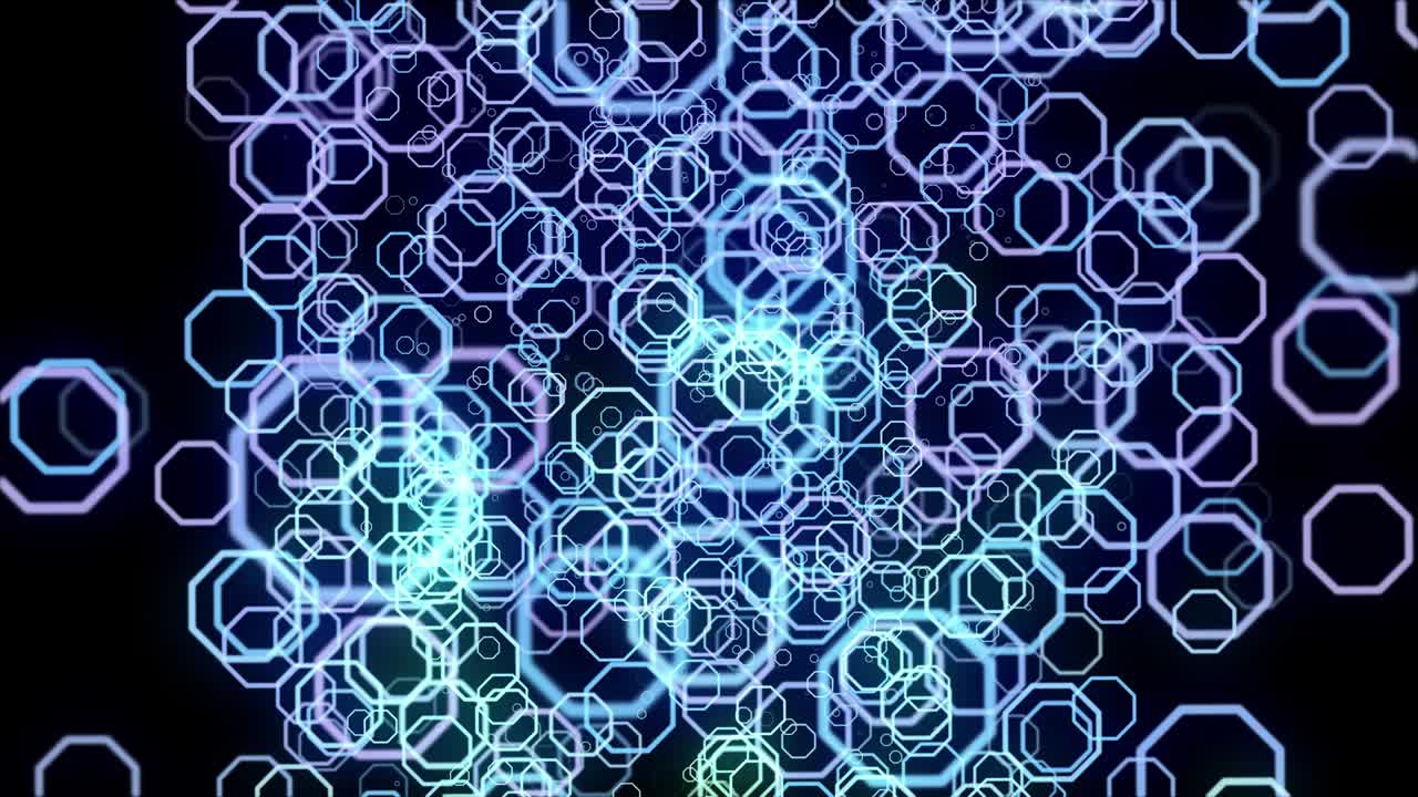 gráfico de movimiento de partículas en movimiento de parpadeo octogonal