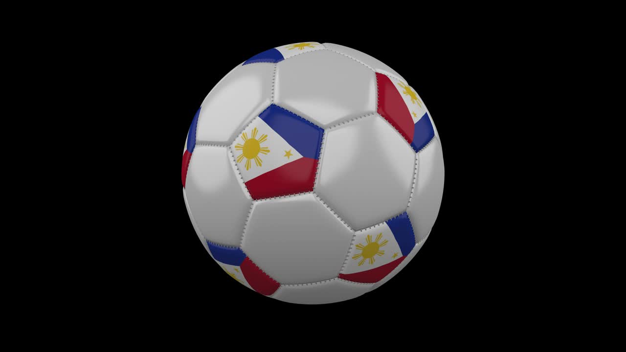 Soccer ball with flag Philippines, loop, 4k with alpha