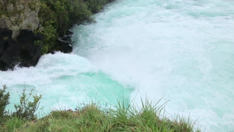 lower part of huka falls waterfalls of the waikato river, slow motion