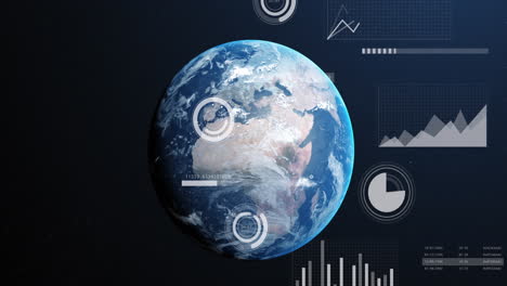 animación del procesamiento de datos financieros en todo el mundo