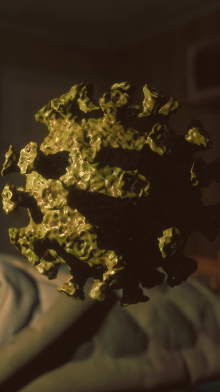 Una estructura de virus detallada se cierne imponente.