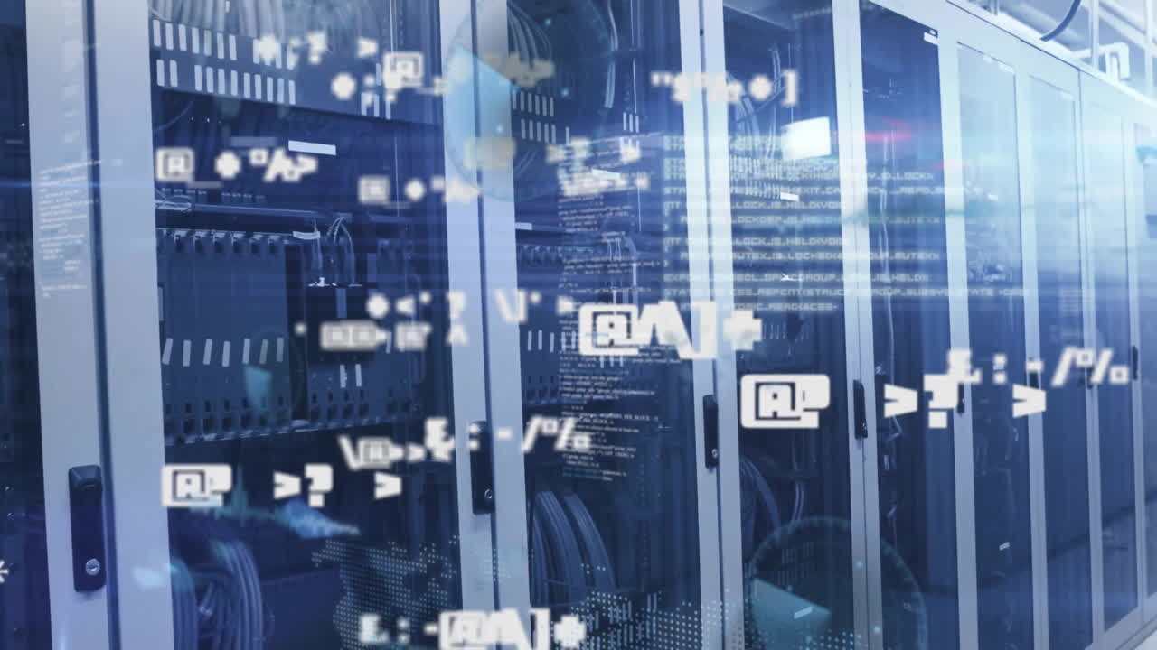 Animation of data processing over server room