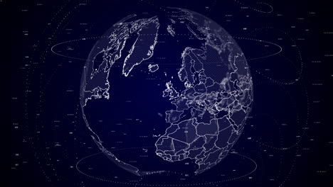 digital-globe-rotating,-zooming-in-on-Ireland-country