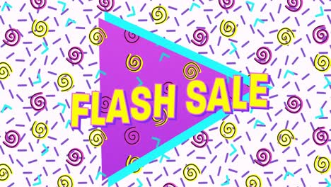 Flash-Sale-Text-Auf-Lila-Banner-Vor-Abstrakten-Bunten-Formen-Auf-Weißem-Hintergrund