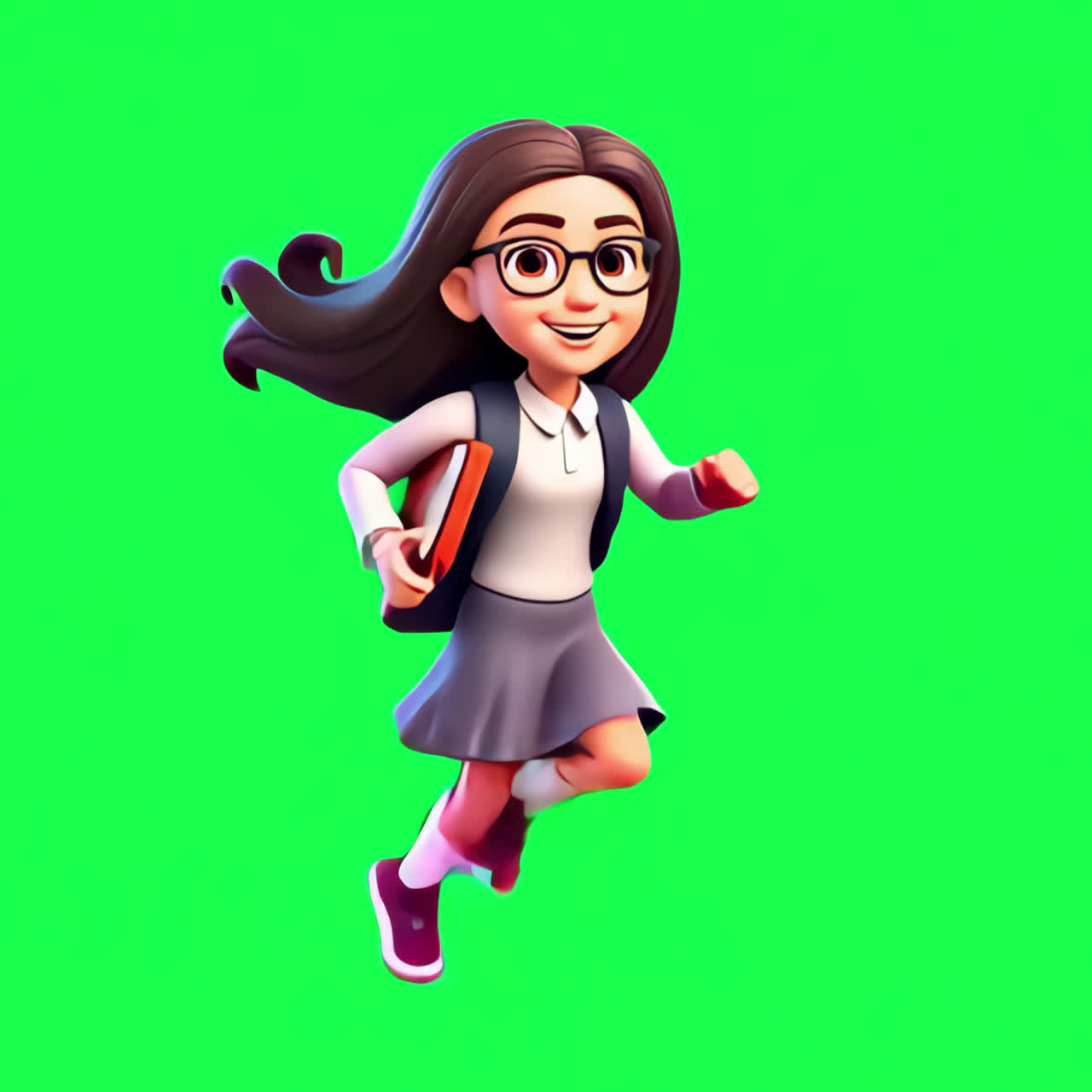Animated student character running animation isolated asset ...