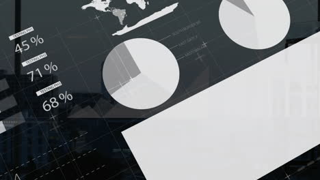 animation of financial data processing over landscape