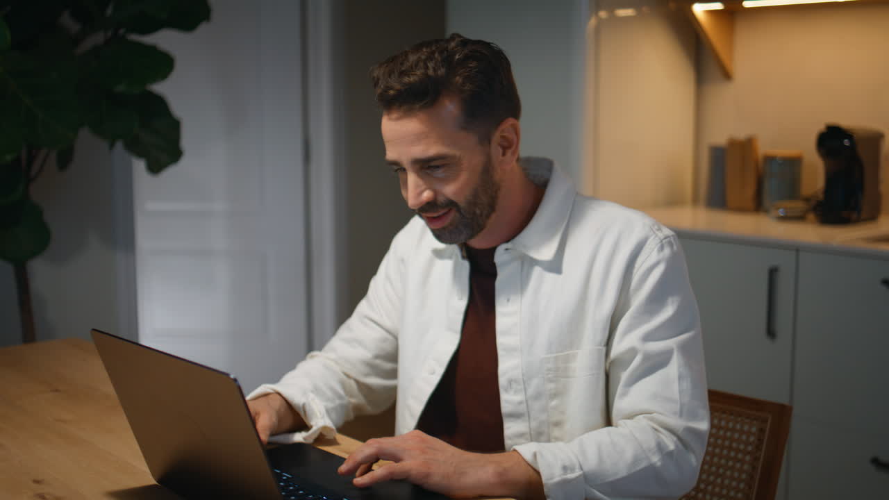 Working man calming son at evening house interior closeup. Father ignoring child