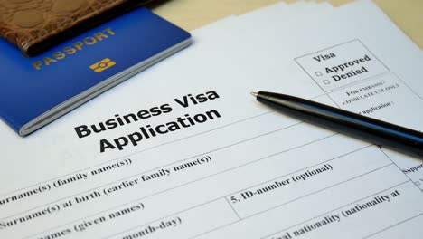 business visa document with passport, apply and permission for foreigner country