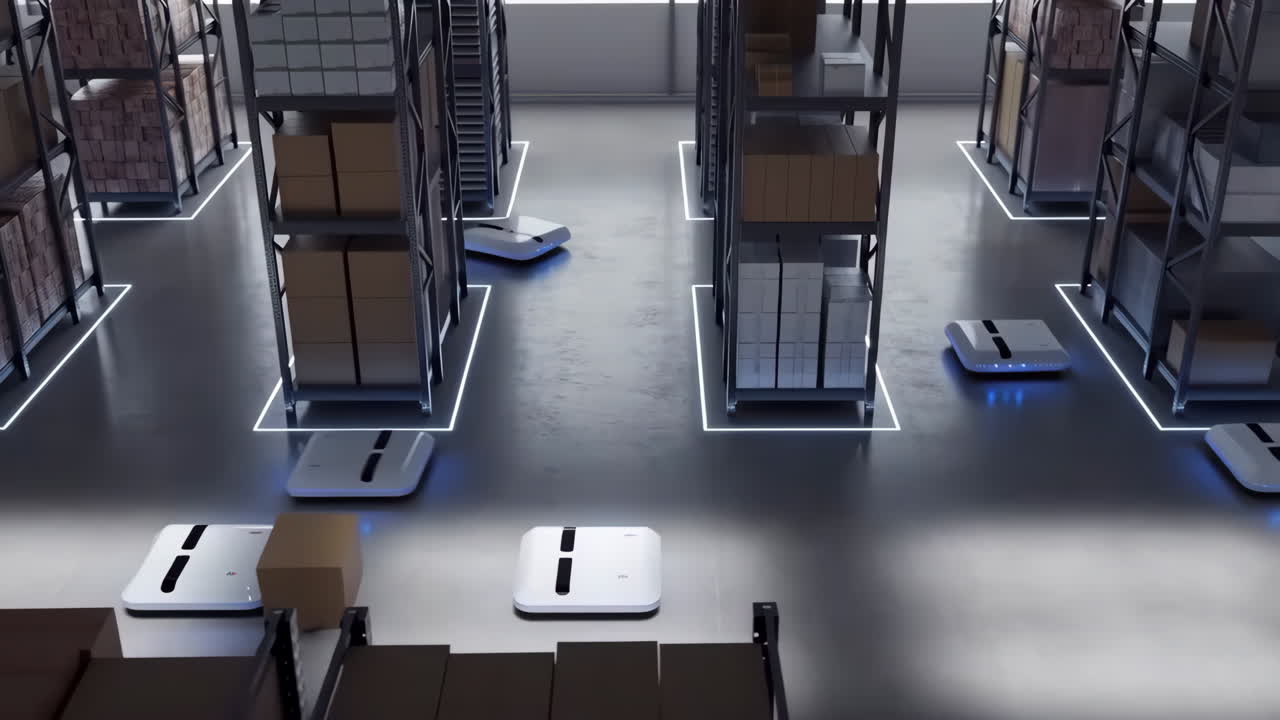 Automated Warehouse with Autonomous Logistics Robots