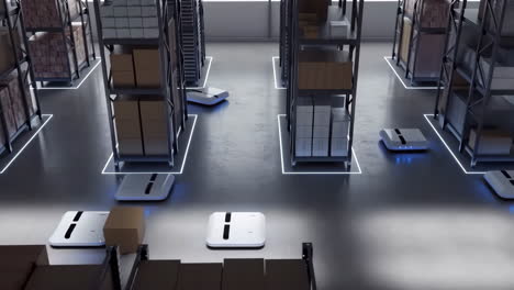 automated warehouse with autonomous logistics robots