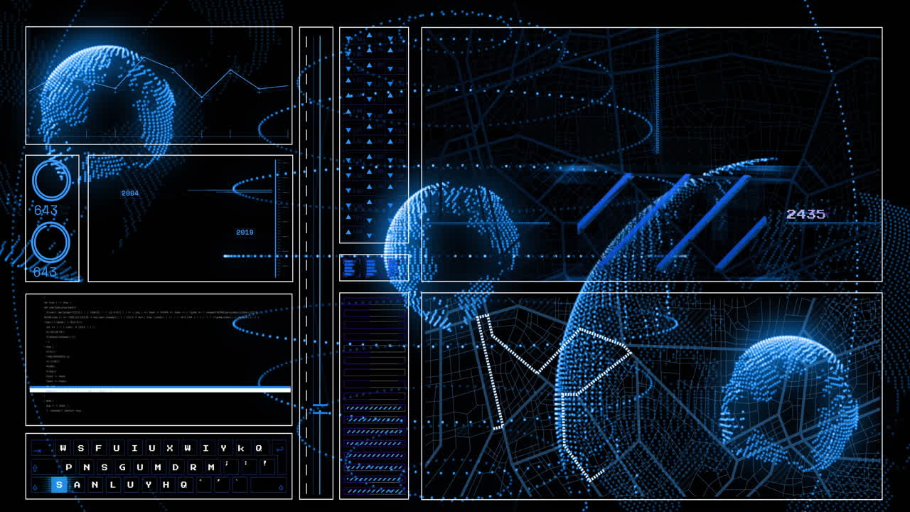 animación de globos y procesamiento de datos.