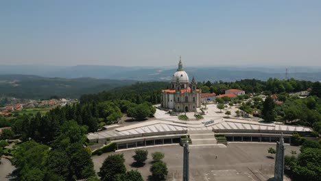 sameiro sanctuary wide aerial view in braga, portugal