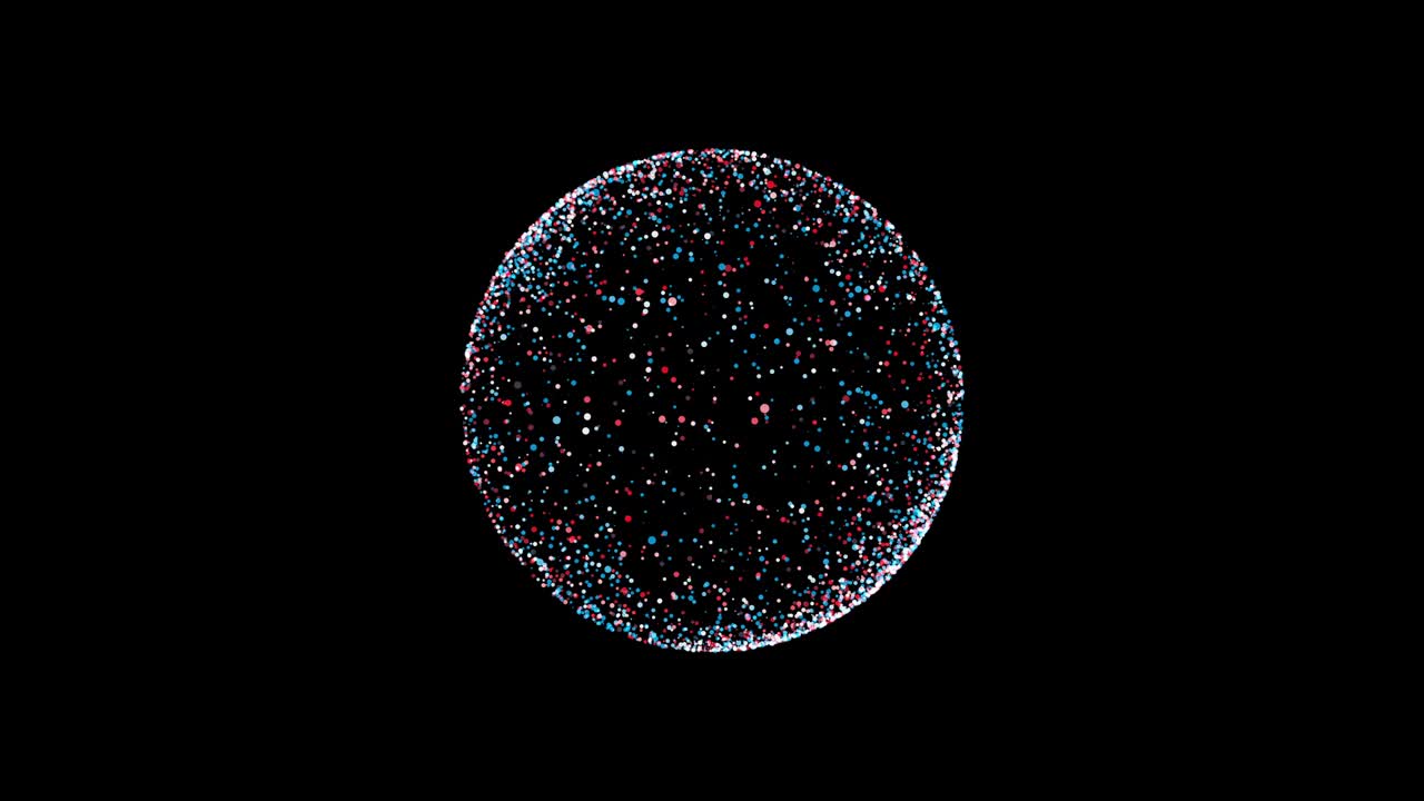 slow motion of dots in 3D spherical container