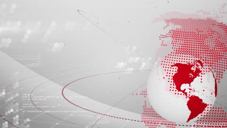 animación del mapa del mundo con puntos rojos sobre el fondo de la cuadrícula abstracta