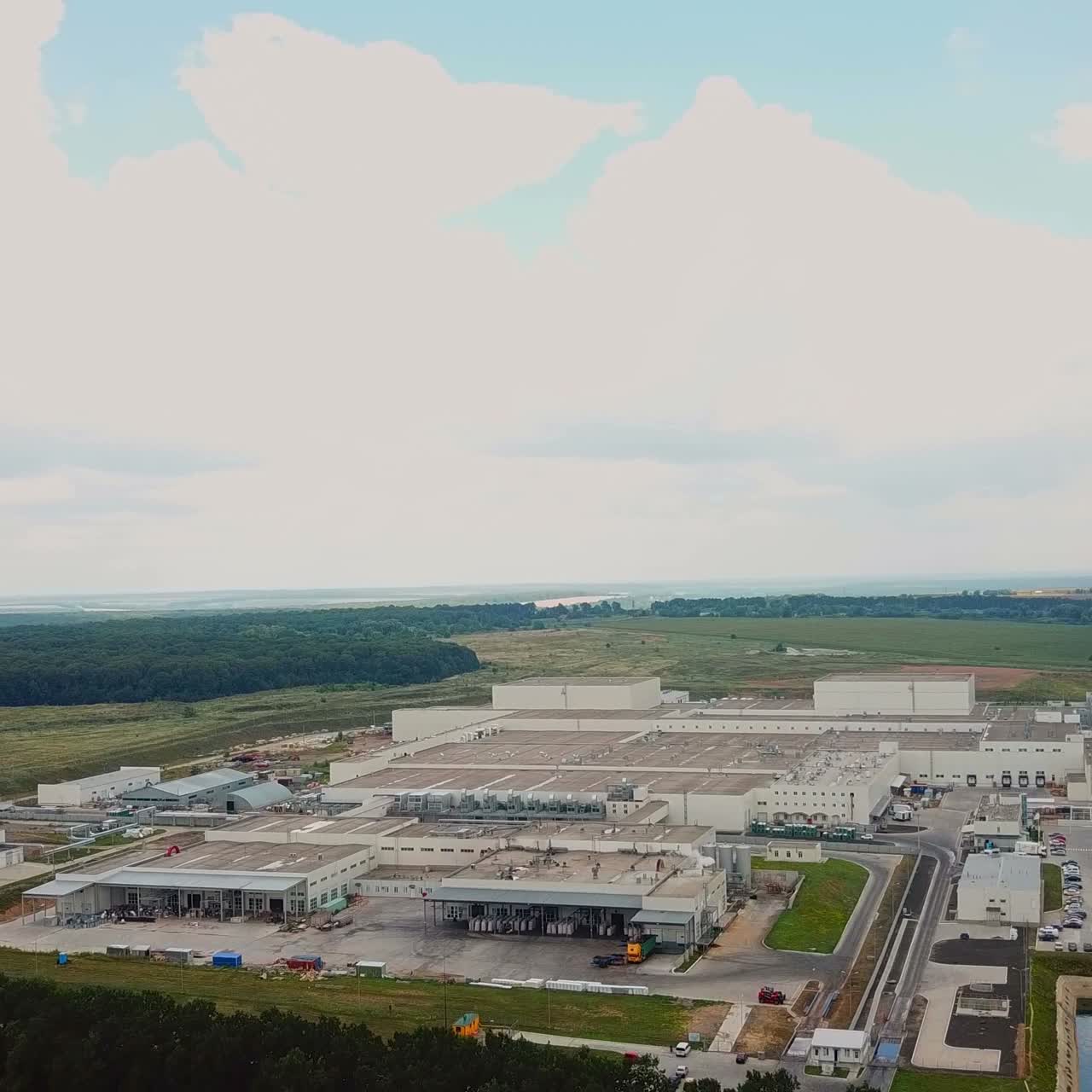 Aerial footage of a large industrial complex