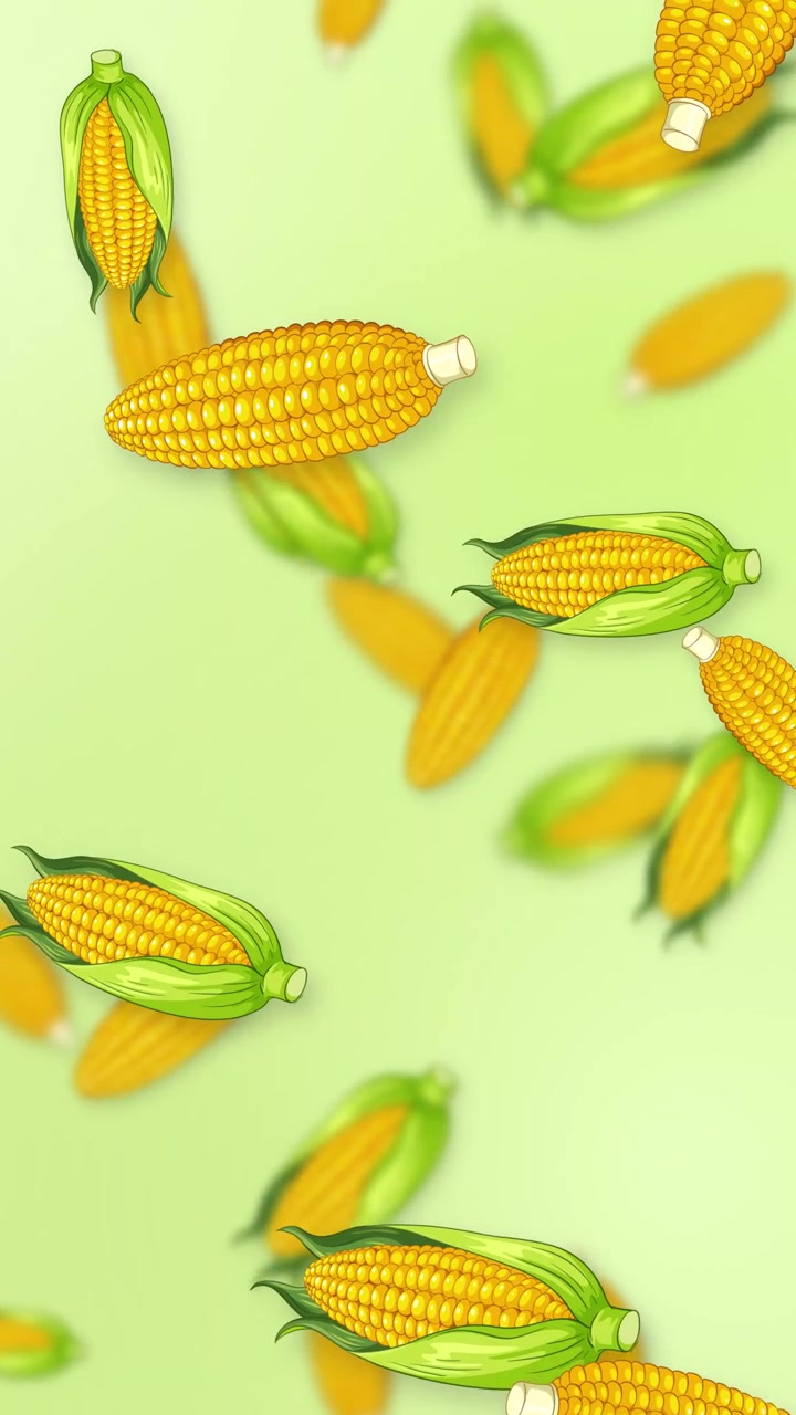 Animated Falling Corn Cobs on Light Green Background