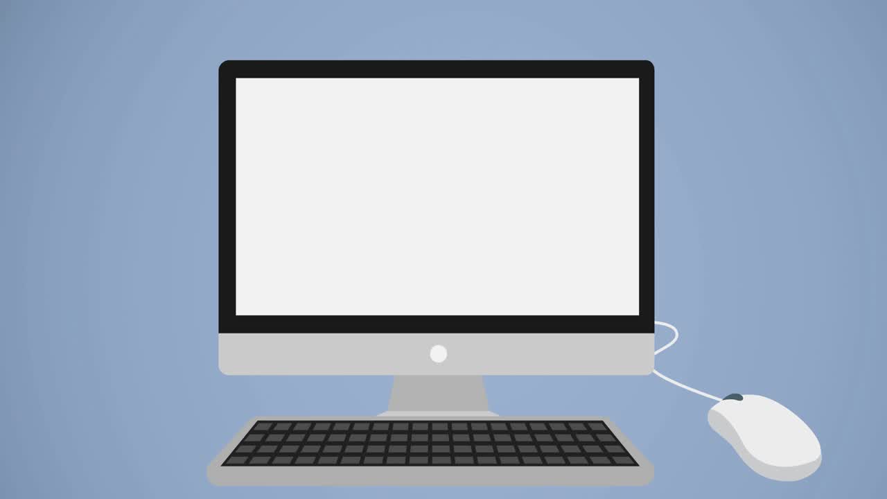 파란색 배경에 컴퓨터 디지털 아이콘의 애니메이션