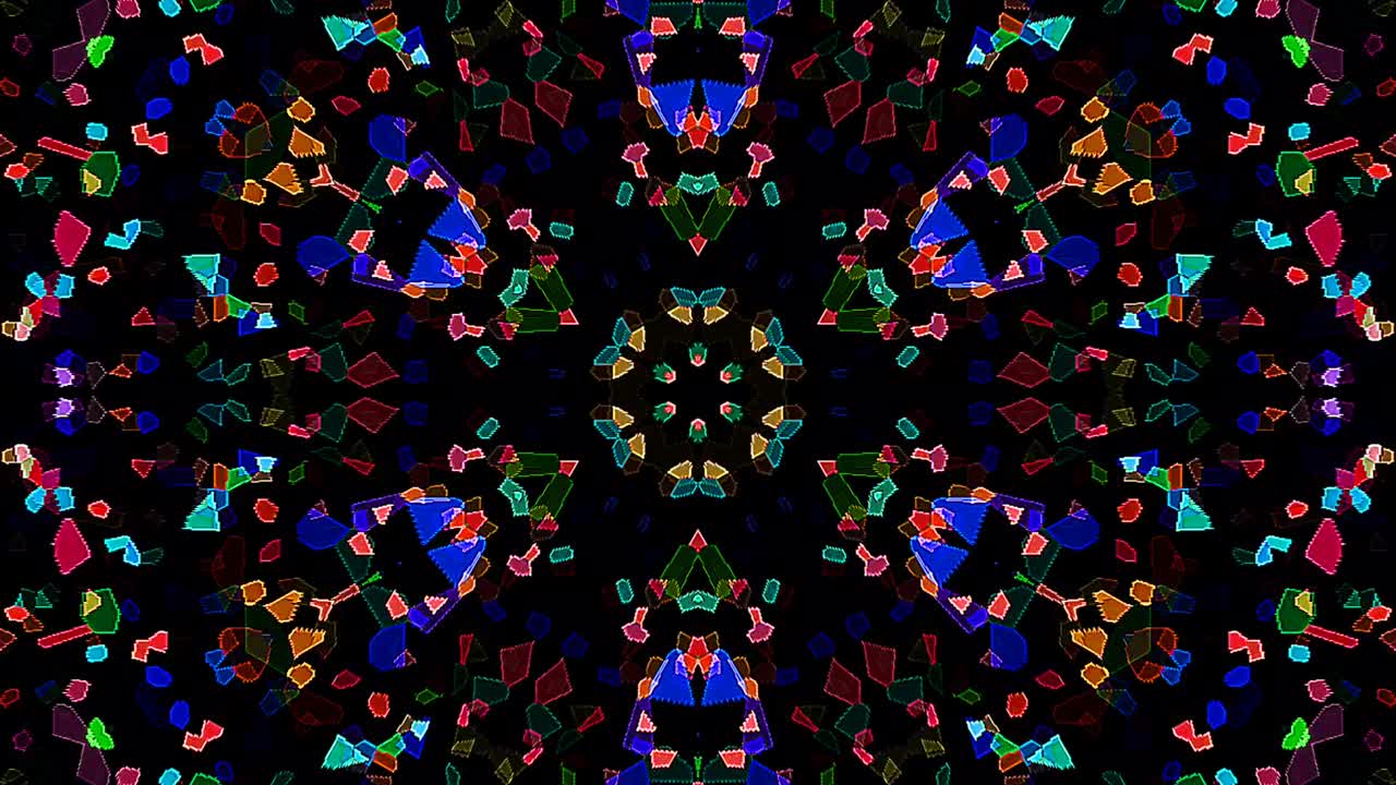 아름답고 추상적인 칼레도스코프, 빛나는 빛, 미묘한 움직임을 조절하는 빛.