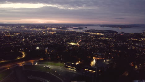 panoramic city view with inner oslofjord in a distance