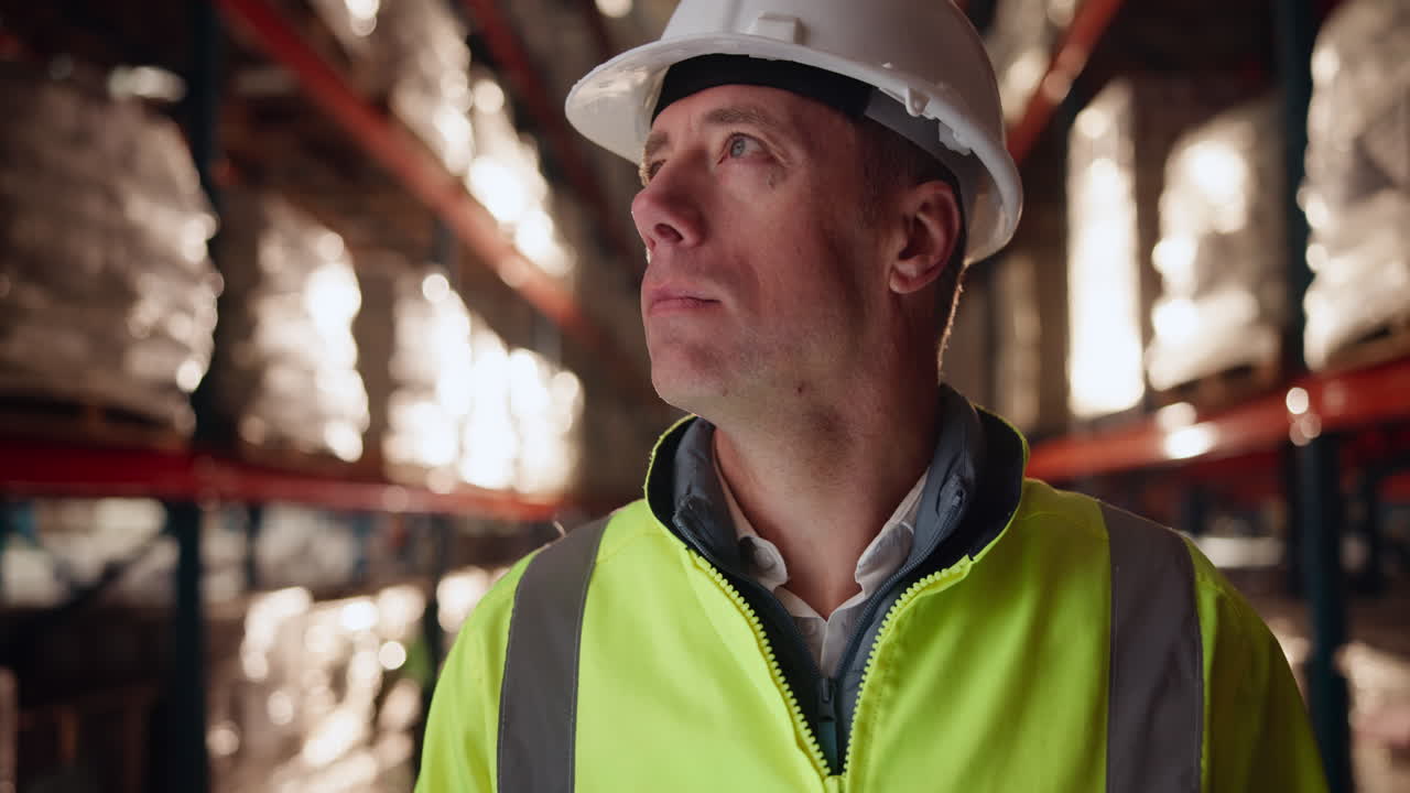 Warehouse worker in safety gear